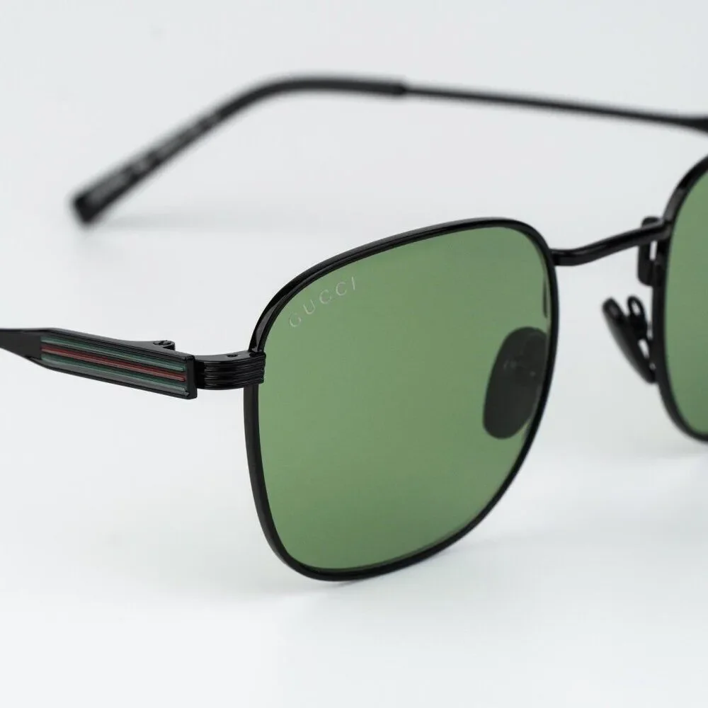 Gucci Women Sunglasses Metal Black Green Square GG1876S 004 NEW AUTHENTIC